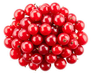 Scattered Red Gooseberries, overhead view, isolated on transparent background PNG