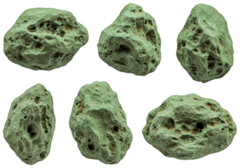 Set of porous rocks isolated on transparent background