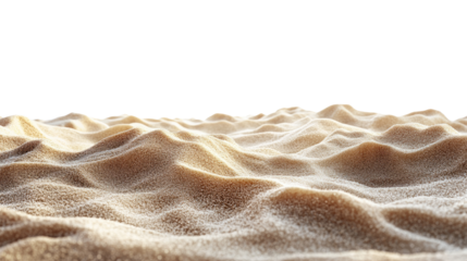 Beach or desert sand cut out on white background 