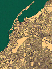 Luanda Angola City Street Map. Downtown printable Landmarks, print city painting, travel art city banner modern art background abstract city