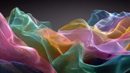 A colorful, multi-colored, and abstract image of a mountain range