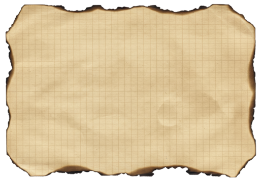 Isolated Old Gridded Paper with Burnt Edges for a Vintage Look