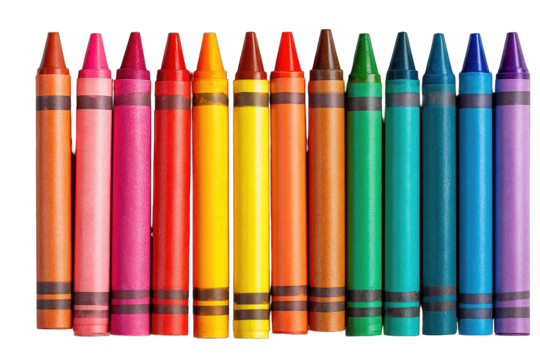 Row of colorful crayons (6)