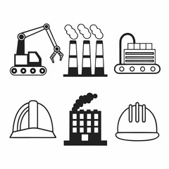 Construction and industry icon set vector illustration