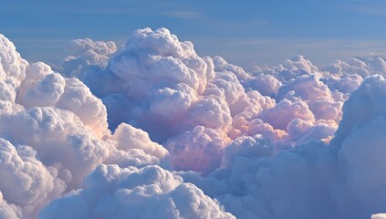 Massive fluffy clouds, vibrant sky