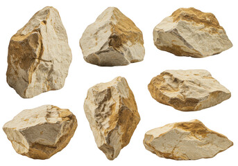 Rough stone fragments isolated on transparent background