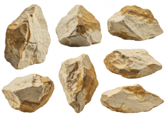 Rough stone fragments isolated on transparent background