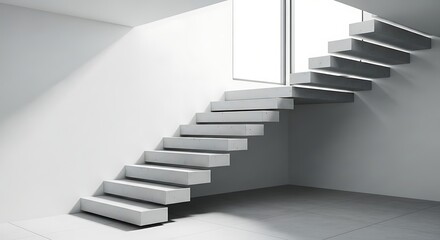 Obraz premium Concrete Staircase in Minimalist Architectural Interior.