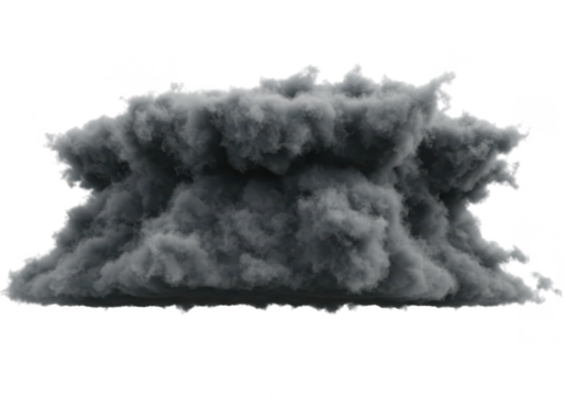 Dark heavy cumulonimbus storm cloud isolated on transparent background
