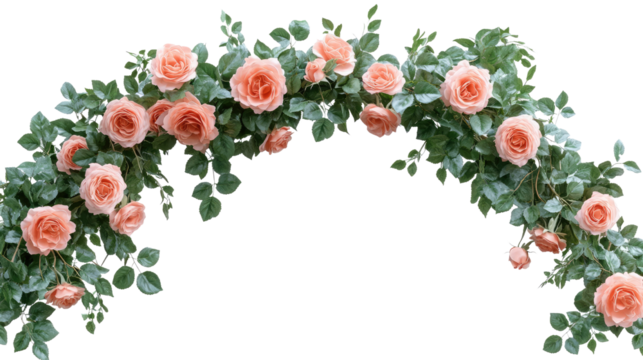 Beautiful arch composed of pink roses