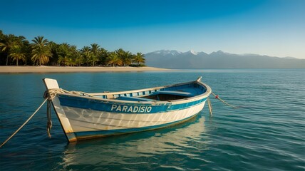 Naklejka premium PARADISIO Boat in Tropical Paradise
