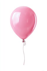 Single, vibrant pink balloon, smooth surface, glossy sheen,  isolated on white background