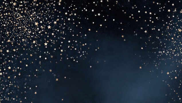 Starry night sky, gold glitter particles