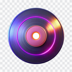 3D Neon Glow Vinyl Record | Music Album, Retro Disc & DJ Symbol 2