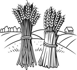 Wheat and Barley Crop Bundle &ndash; Farming Vector Illustration
