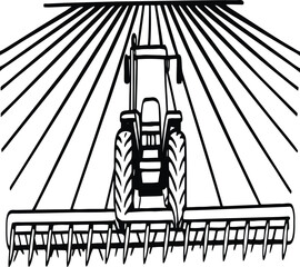 Tractor Plowing Field in Flat Design &ndash; Agriculture Vector Art
