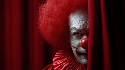 scary evil clown making to circus, frightening, terror