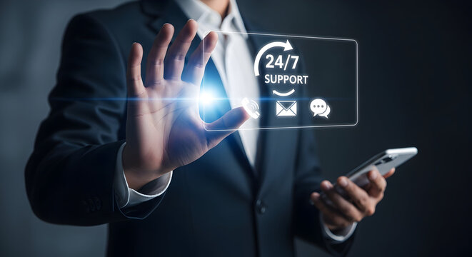 Professional offering 24/7 support via phone, email, and chat, ensuring always-on customer service