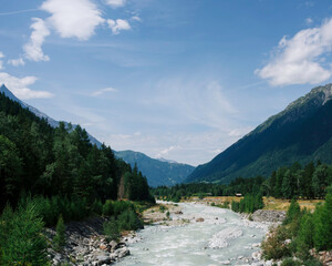 water running through the mountains in Chamonix France