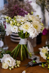 Beautiful flower arrangement on a working table