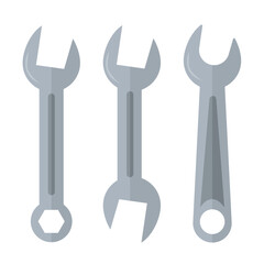 Wrench icons on white background. Hand tools. Tools for home, garage. Equipment repair.