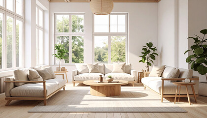 Fototapeta premium Contemporary living room with minimalist decor