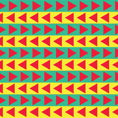 Seamless Tribal Geometric Pattern with Bold Red, Yellow, and Green Colors