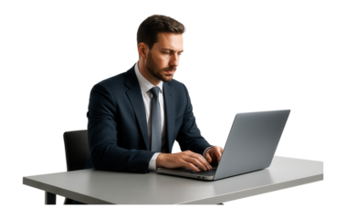 Businessman using a laptop.