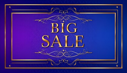 Elegant gold-framed banner, vibrant purple-blue background