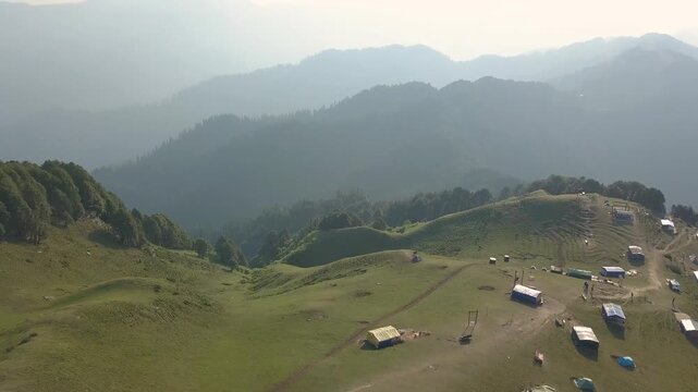 India breathtaking mountain views Tirthan Valley, and serene landscapes Shoja Himachal Pradesh India.	