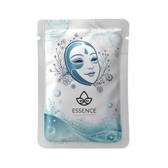 Face mask sachet isolated on clean white background for skincare and cosmetic care