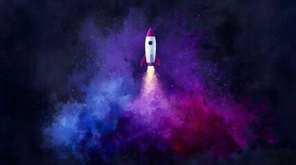 Naklejka premium Rocket launching into space illustration