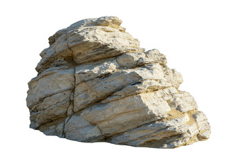 Large rough beige rock isolated on transparent background