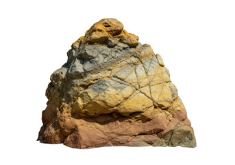 Colorful weathered rock isolated on transparent background