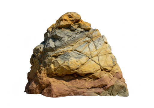 Colorful weathered rock isolated on transparent background