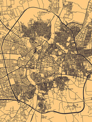 Naklejka premium Aleppo Syria City Street Map. Downtown printable Landmarks, print city painting, travel art city banner modern art background abstract city