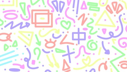Fun colorful line doodle. Playful abstract doodle. Creative minimalist style art background for children or trendy design on white background