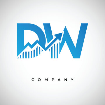DW Financial Logo &ndash; Modern Growth Arrow Branding Symbol for Trading, Investment, Crypto and Business Identity