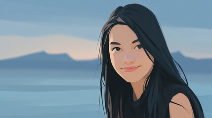 Smiling young woman illustration