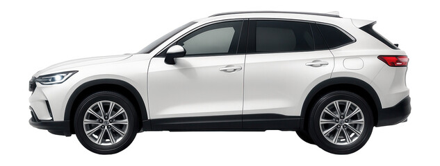 Side view of a white SUV car.