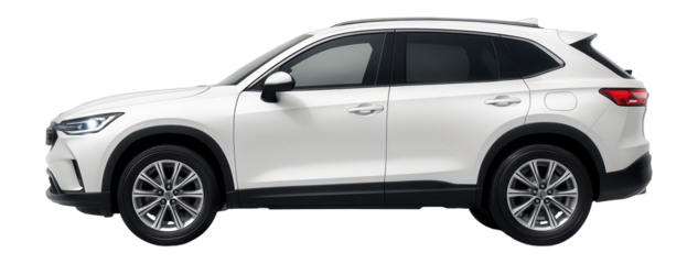 Side view of a white SUV car.