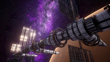Space station in a starry cosmos futuristic technology and exploration concept