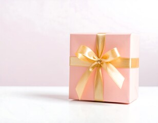 Pink gift box on white surface