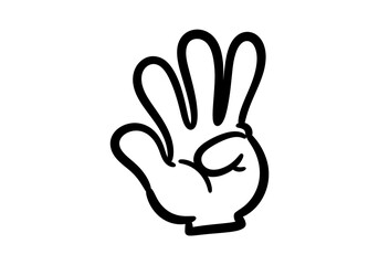 Obraz premium Cartoon hand showing three fingers for graphic design