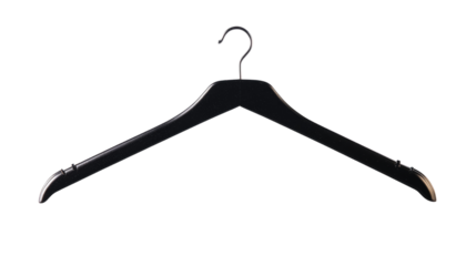Black clothes hanger cut out on white background