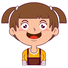 Obraz premium girl pigtail hair playful face cartoon cute