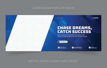 Business banner template design with image space replacement with blue color