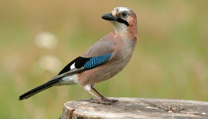Eurasian Jay perched on a stump
