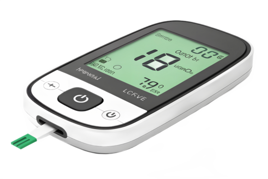 Digital glucose meter for diabetes management and testing - Powered by Adobe