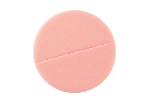 Pink makeup powder puff applicator isolated on transparent background